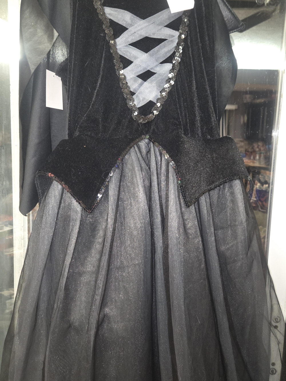 Black Draculas Darling Kids Costume Dress with Sequin Trim, Sz, 10-12